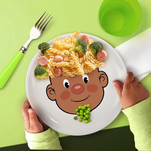 Miniatura 4 de Genuine Fred, Plato de actividad de cerámica FOOD FACE, blanco, diámetro de 8.5 pulgadas
