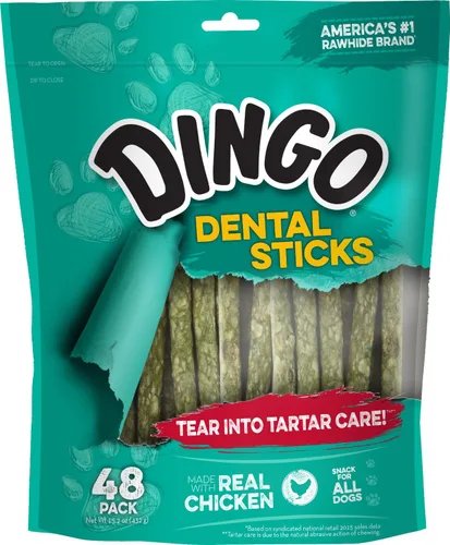 Palillos dentales Dingo 48 unidades, acción de masticación natural ayuda a limpiar los dientes