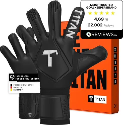 T1TAN Guantes de portero profesional leyenda, protección de dedos, talla 6-11, guante de portero para adultos y jóvenes, fútbol
