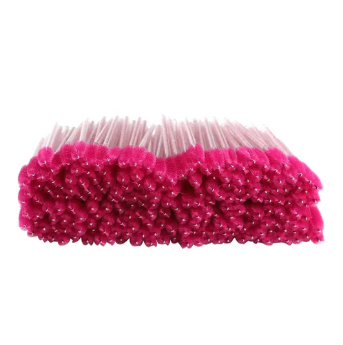 Miniatura 10 de 200 unidades/paquete de cepillos desechables para pestañas – Varitas aplicadoras de cejas – 4 colores de cabeza de cepillo flexible (negro)