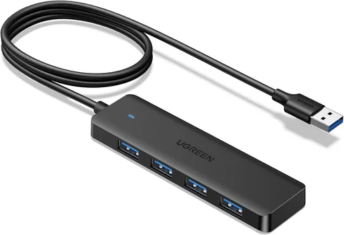 Concentrador USB UGREEN 3.0, divisor de 4 puertos USB A ultradelgado Expansor USB para mouse, teclado, unidad flash, disco U, impresora Compatible