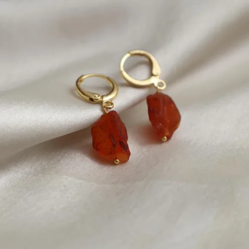 Miniatura 53 de Gempires Handmade Gemstone Hoop Earrings Raw Crystal Dangle Jewelry Hypoallergenic Gold Plated Lightweight Elegant Jewelry Gifts For Women
