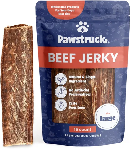 Pawstruck Masticables de carne seca de res prémium para perros, tiras grandes de 10 pulgadas – Apoya la salud de la cadera y las articulaciones,
