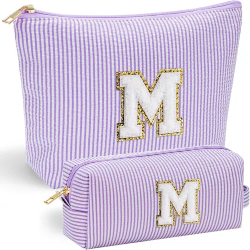 YOOLIFE Regalos del Día de la Madre para Mujeres Bolsa de Maquillaje Inicial 2 Bolsa de Cosméticos Bolsa de Maquillaje de Viaje Regalos Púrpura