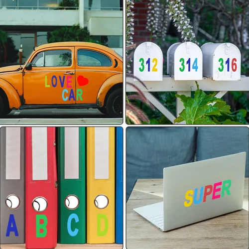 Miniatura 7 de 220 piezas/8 hojas de letras mayúsculas con símbolos, 3 pulgadas autoadhesivo en mayúsculas número del alfabeto para pósteres, tableros
