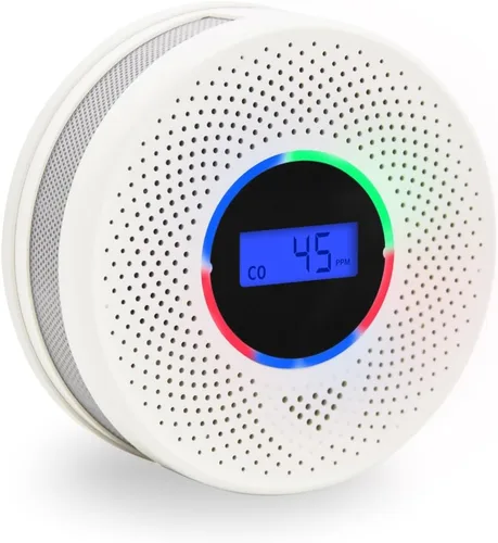 Miniatura 8 de Detector de humo y monóxido de carbono con batería de 10 años, alarma de humo y CO 2 en 1 con pantalla digital, alarma confiable contra incendios