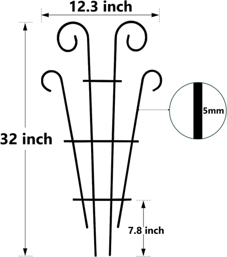 Miniatura 7 de Thealyn Paquete de 4 enrejados de 32 pulgadas para plantas en maceta, enrejado de jardín de metal para plantas trepadoras, soporte decorativo de vid