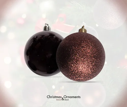 Miniatura 5 de 100 bolas de adorno de Navidad marrones y negras inastillables + 100 ganchos de metal para adornos, adornos colgantes para árbol de Navidad