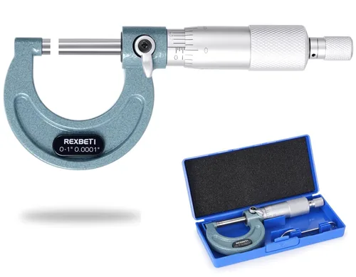 Miniatura 8 de REXBETI Micrómetro digital, herramientas de medición profesionales en pulgadas/métricas de 0.00005"/0.001 mm, calibre de grosor de resolución, funda
