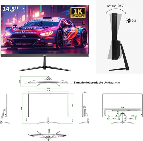 Miniatura 8 de ZZA Monitor curvo para juegos de 24.5 pulgadas, 240Hz 144Hz FHD(1920 * 1080P) pantalla VA, monitor de computadora, compatible con Freesync, 120%
