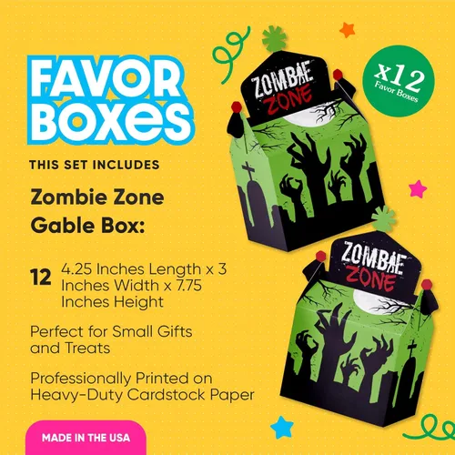Miniatura 2 de Big Dot of Happiness Zombie Zone - Caja de golosinas para fiestas – Halloween o cumpleaños Zombie Crawl Party Goodie Gable Boxes – Juego de 12