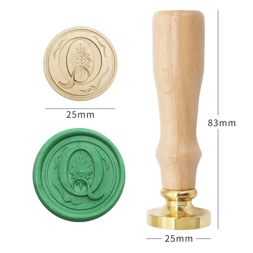 Miniatura 2 de Sellos de cera del alfabeto, sellos grabados, sellos de cera, cabezas de sello de latón, mangos de madera desmontables, sobres adecuados