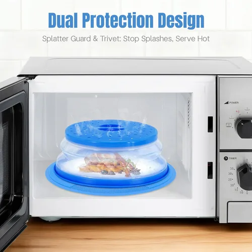 Miniatura 3 de Cubierta para salpicaduras de microondas – Alfombrillas de microondas multiusos, soporte de silicona para alimentos calientes, cubierta de placa