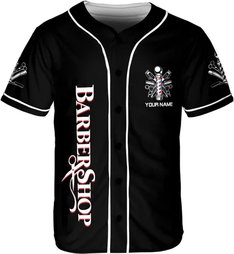 Miniatura 2 de Leprints Baber Shop - Camiseta de béisbol personalizada, para peluquería, camiseta de béisbol para peluquería, tijeras para barbero, hoja