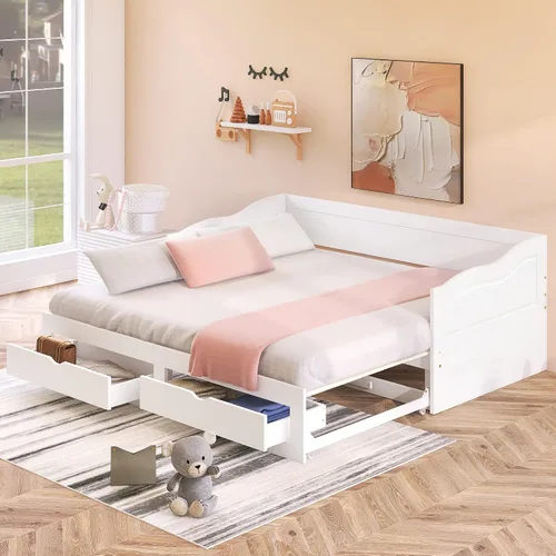Miniatura 11 de Flieks Sofá cama espresso con cama nido, diseño individual a King, cama extensible de 78.2 pulgadas de largo x 79 pulgadas de ancho, no necesita