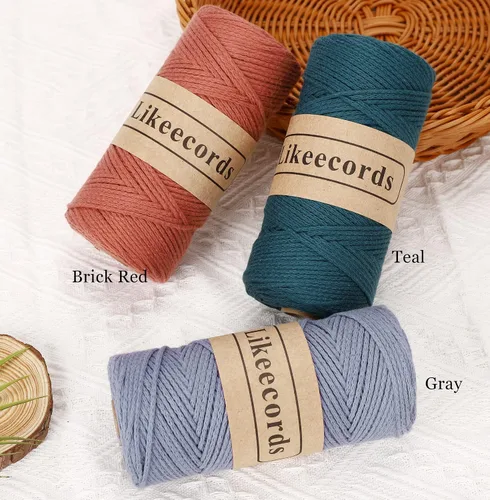 Miniatura 3 de Likeecords 100% Algodón Hilo de Ganchillo para Bolsa 2mm 170m Cuerda de Macramé 2mm Hilo de Crochet Cuerda de Macramé Regalo para Tejedor (Marrón)