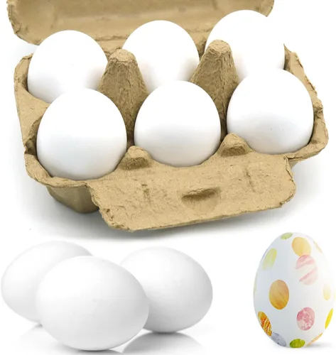 6 piezas de huevos de madera falsos, huevos de madera blancos de Pascua, juego de comida de cocina de bricolaje para jugar, juguetes de cocina para