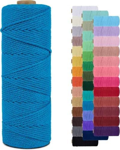 Miniatura 79 de Cuerda de macramé de 0.079 in para 219 yardas, cuerda de algodón natural para manualidades, hilo de cuerda de macramé de colores para colgar