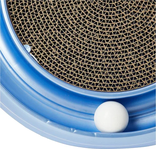 Miniatura 7 de Coastal Pet Turbo Scratcher Juguete para Gatos - Almohadilla Rascadora de Cartón para Gatos con Pista de Pelota de Juguete y Hierba Gatera