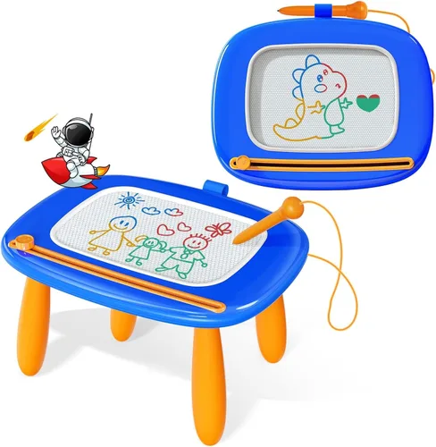 Kikidex Juguetes para niños pequeños de 1 a 3 años, tablero magnético de dibujo, almohadilla de tablero de garabatos, juguetes educativos y de Azul