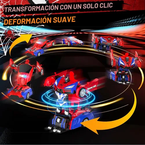 Miniatura 3 de Auto a control remoto con transformación de un botón, autos RC que se transforman en robot, 2.4 GHz 360 grados rotación de coche de policía con luz