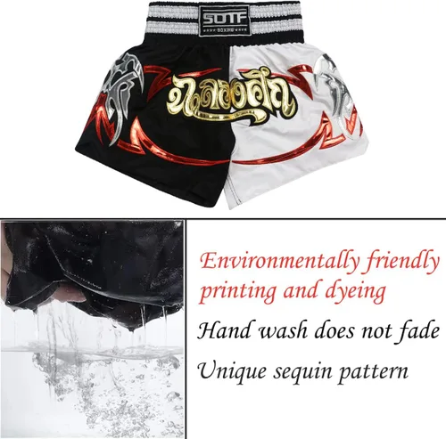Miniatura 5 de Pantalones cortos de boxeo para mujer, pantalones cortos de entrenamiento de artes marciales mixtas para hombres, BJJ Muay Thai, pantalones cortos