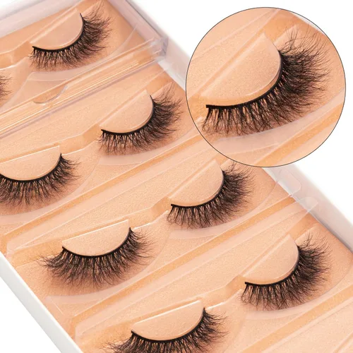 Miniatura 5 de DYSILK Pestañas postizas Wispy - Pestañas postizas de visón 5 pares 6D Extensión de pestañas postizas falsas de visón, Pestañas postizas naturales 5