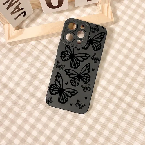 Miniatura 6 de Lovmooful Funda compatible con iPhone 13 Pro Max, diseño de mariposa grande, negro, para niñas y mujeres, TPU suave a prueba de golpes, protector