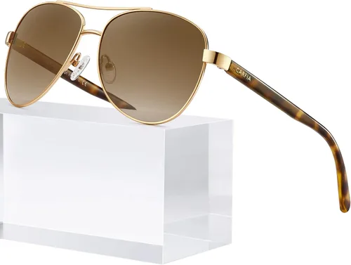 Miniatura 8 de CARFIA Gafas de sol polarizadas para mujer, protección UV, brazos de acetato, marco de metal, sombras para mujer, CA3216
