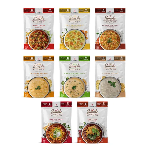 Miniatura 8 de READYWISE - Cocina simple, favoritos de sopa, paquete variado, 8 porciones por bolsa, mezcla de sopa, tamaño familiar, MRE, alimentos liofilizados
