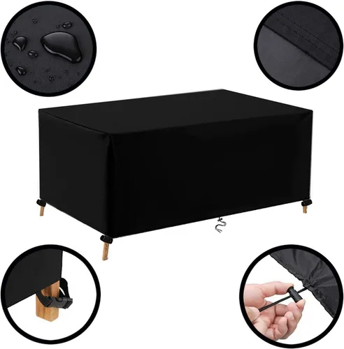 Miniatura 2 de Fundas para muebles de patio, fundas de mesa para exteriores, impermeables, rectangulares, 600D, fundas para muebles de exterior, a prueba
