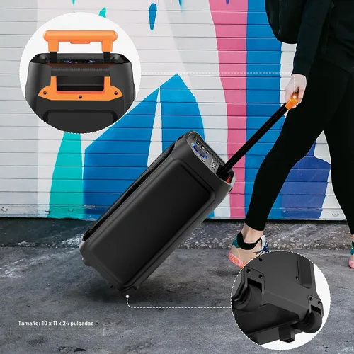 Miniatura 5 de JYX Máquina de karaoke con 2 micrófonos inalámbricos, altavoz Bluetooth portátil grande de 24 pulgadas para adultos con sistema PA de luz RGB