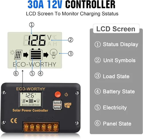 Miniatura 7 de ECO-WORTHY Kit de panel solar de 100 vatios y 12 voltios para batería de autocaravana, barco, remolque, cabaña de jardín, cobertizo del hogar: panel