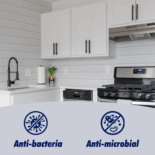 Miniatura 5 de Art3dwallpanels Protector contra salpicaduras blanco brillante, vinilo moderno, autoadhesivo, rayas, acabado brillante, uso en cocina y baño, 12 x