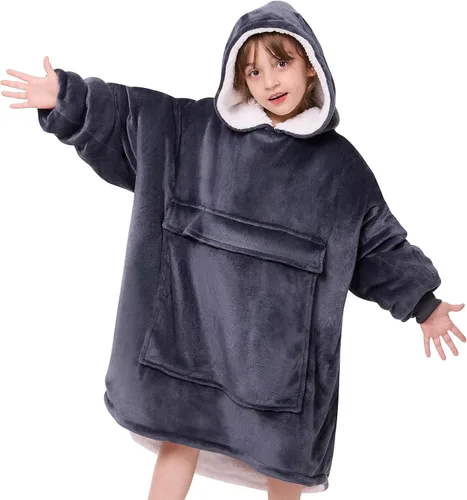 Miniatura 10 de yescool - Manta con capucha para niños, sudadera con manta de gran tamaño con sherpa, regalos para niñas adolescentes, jóvenes, niños, niñas