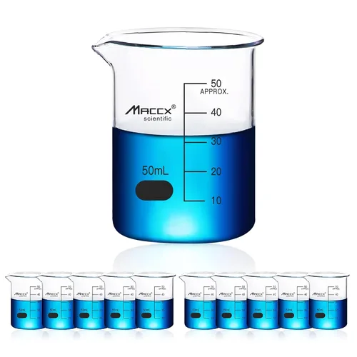 Miniatura 18 de Vaso de vidrio resistente de 3.4 onzas (3.4 fl oz), 3.3 Griffin de borosilicato de forma baja con graduación impresa, paquete de 4, BKL100-004