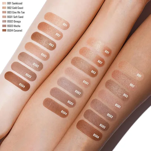 Miniatura 6 de Oulac Shimmer Bronzer - Maquillaje facial en polvo con espejo, aspecto bronceador natural SunKissed, bronceador crema altamente pigmentado, brillo
