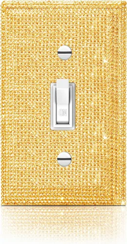Miniatura 32 de 1 pieza Cubiertas de enchufe brillantes con diamantes de imitación, placas de pared para cubrir interruptores de luz, placa decorativa de imitación