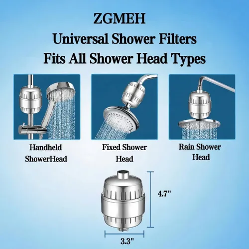 Miniatura 2 de Filtro de cabezal de ducha de 20 etapas - 2 cartuchos, filtro para agua dura, elimina el 99% del cloro, flúor, metales pesados e impurezas dañinas