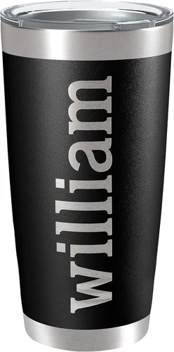 Vasos personalizados, vaso de acero inoxidable de 20 onzas con tapa | 13 diseños | Tazas personalizadas de doble pared aisladas para café, gimnasio,