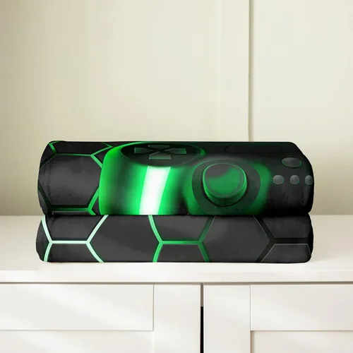 Miniatura 4 de Erosebridal Manta de Juegos para Niños, Manta de Tiro Gaming Manta de Tiro 50x60, Manta de Vellón con Luces de Neón de Gamepad Gamer para Niños