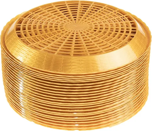 Miniatura 3 de Paquete de 24 soportes de plástico reutilizables para platos de papel tejido, resistente, color dorado