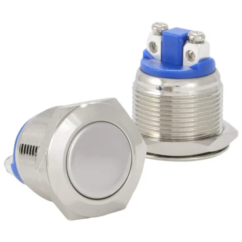 Miniatura 7 de JacobsParts Interruptor de arranque momentáneo pulsador circular de metal plateado para orificio de corte de panel de 1/2" (12mm) de diámetro
