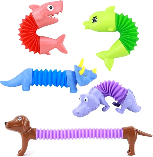 Kryfa Tubo pop de animales, actividades de viaje por carretera para niños, artículos esenciales de viaje en avión para niños, juguetes sensoriales