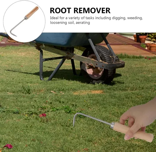 Miniatura 6 de YARNOW Gancho de una sola garra, removedor de raíces de acero al manganeso con mango de madera, herramienta de deshierbe de jardín para excavar