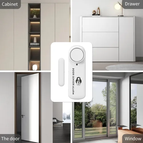 Miniatura 7 de Sensor de alarma inteligente WiFi para puerta y ventana (paquete de 1) - Alerta antirrobo de 100 dB para seguridad de los niños y seguridad