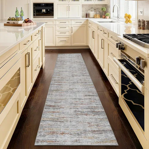 Miniatura 74 de Alfombras para pasillos antideslizantes 2x8, alfombra de pasillo moderna lavable para entrada, alfombra de piso suave resistente a manchas para Gris