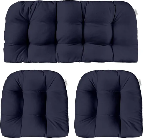 Miniatura 35 de RSH DECOR: Sunbrella - Juego de 3 cojines de mimbre copetudos 41 x 19 pulgadas y 19 x 19 pulgadas Fabricado con tela de rendimiento Sunbrella