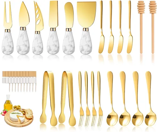 Miniatura 10 de LifeMusican Juego de cuchillos esparcidores de madera para tablero de charcutería, cuchillos de mantequilla con mango de madera para kit de queso