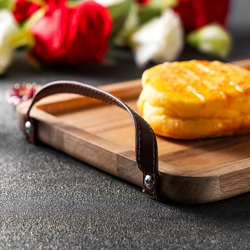 Miniatura 2 de Tablas de charcutería con asas, plato de madera para postre, tabla de queso, tabla de servir pizza, tabla de charcutería de viaje, verduras, frutas